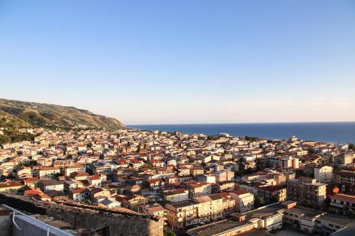 an aerial view of a city with the ocean at Dimora Cavour in Amantea
