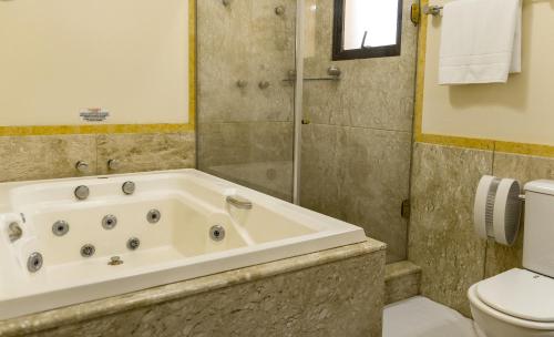 a bathroom with a bath tub and a toilet at ibis Styles Presidente Prudente Portal D'Oeste in Presidente Prudente