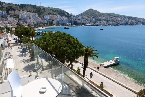a view from a balcony overlooking the ocean at Republika Hotel in Sarandë