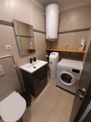 a small bathroom with a toilet and a sink at Altomare in Umag