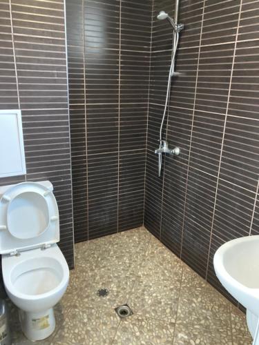 a bathroom with a toilet and a sink at Atanasovata Kashta in Govedartsi