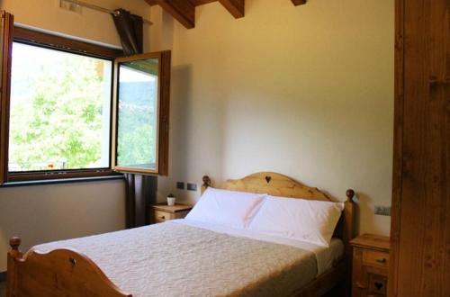 sypialnia z łóżkiem i oknem w obiekcie Sole Agriturismo 
