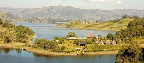 an island in the middle of a body of water at Paradise Eco-Hub in Kabale