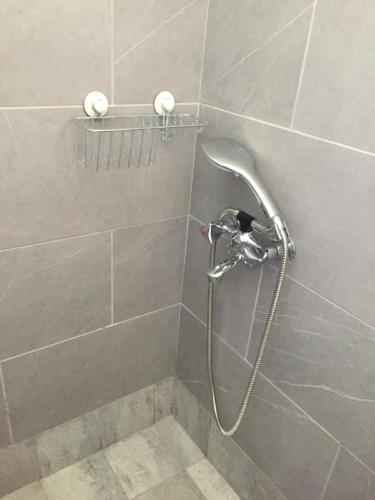 a shower with a shower head in a bathroom at Annalisa Studio & Apartments in Skala Kefalonias