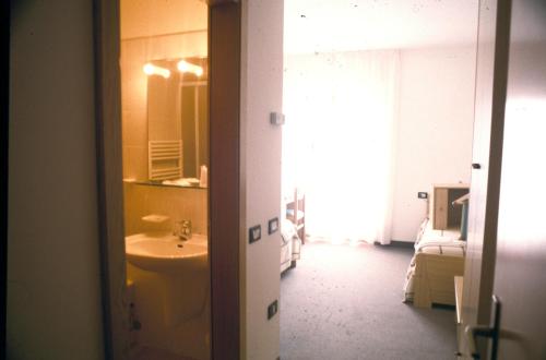 a bathroom with a sink and a mirror at Hotel Cristina in Tenno