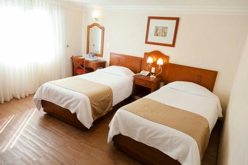 Ένα ή περισσότερα κρεβάτια σε δωμάτιο στο Hotel Polanco