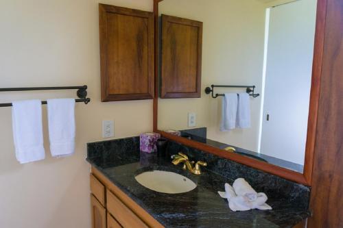 a bathroom with a sink and a mirror at Sealodge G4 in Princeville
