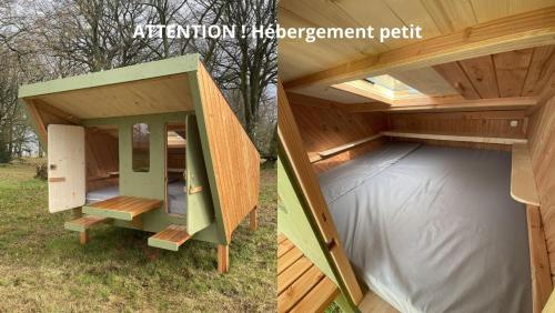 a wooden play house in the grass at Hebergements Insolites - Etretat Aventure in Les Loges