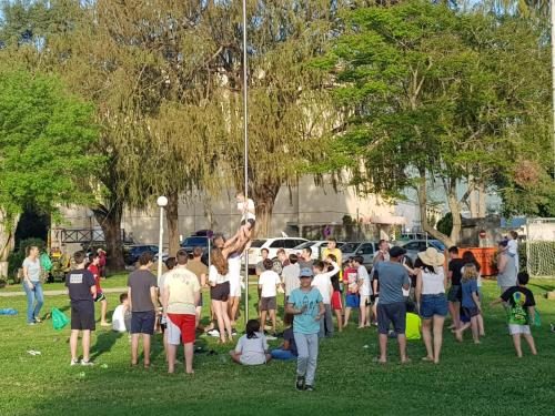 a group of people standing around in a park at לארח, זה בטבע שלנו in Kefar Blum