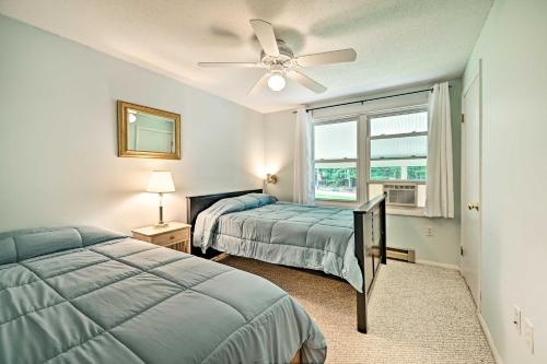 a bedroom with two beds and a ceiling fan at Serene House Less Than 2 Mi to Cranmore and N Conway Shops! in North Conway