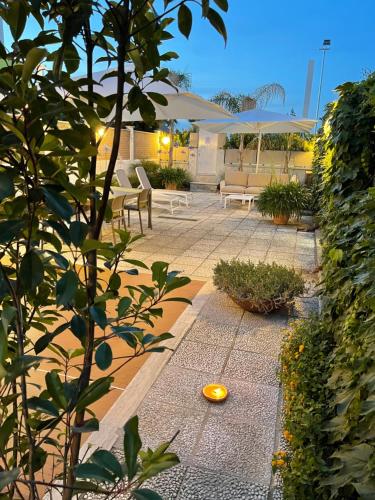 a patio with an orange plate on the ground at Villa Ada in Francavilla al Mare