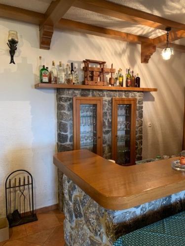 un bar en una habitación con chimenea de piedra en Wine House, Zidanica Gruden, en Novo Mesto