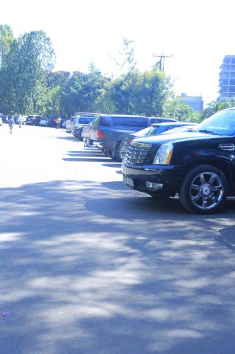 a row of parked cars in a parking lot at GHION HOTEL in Addis Ababa