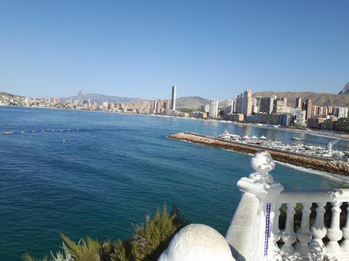 a view of a body of water with a city at Hotel Santa Faz in Benidorm