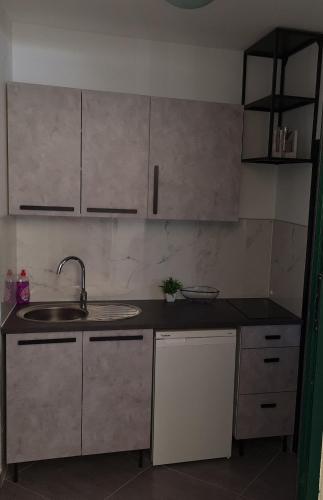 a kitchen with a sink and a counter top at Apartments Dolac in Primošten
