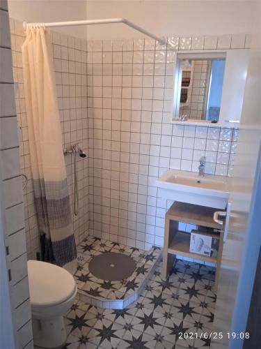 a bathroom with a toilet and a sink at Agave apartments in Stara Baška