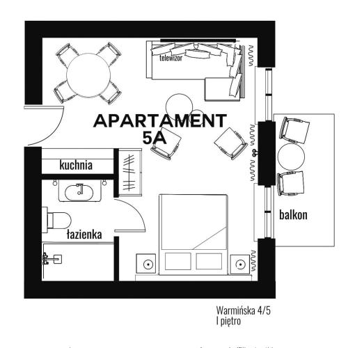 a floor plan of a small apartment at DK Premium Warmińska Secesja in Olsztyn