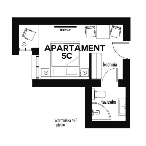 a floor plan of a small apartment at DK Premium Warmińska Secesja in Olsztyn