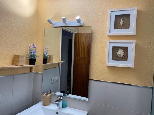 een badkamer met een wastafel en een spiegel bij Apartment Costa Brava en Verges in Verges