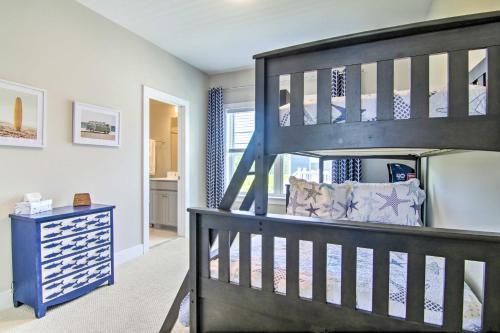 a room with a bunk bed and a staircase at 2 Mi to Bethany Beach Upscale Coastal Home! in Ocean View