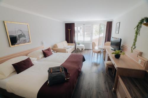 TV a/nebo společenská místnost v ubytování Wellnesshotel Schweizerhof