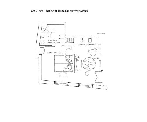 a floor plan of a apartment at Apartamentos Tres Llaves Palacio de Vela de los Cobos in Úbeda