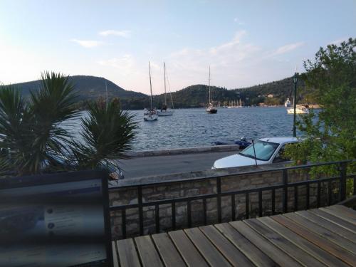 a view of a marina with boats in the water at BARRACKS 1856 in Vathi, Ithaka
