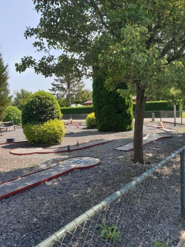 a park with a tree and some ropes on the ground at Lovely Bungalow 8p close to beach and Amsterdam in Opmeer