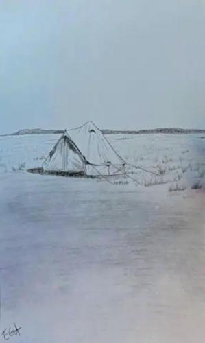 a tent sitting in the middle of a body of water at Starlight Tent 2 in Holbrook