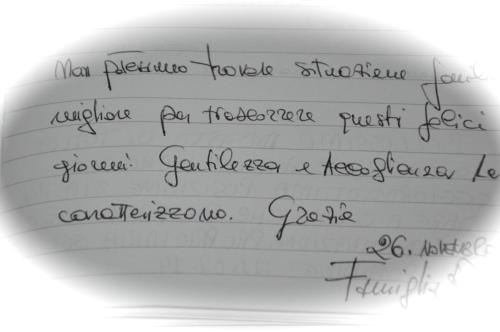 a piece of paper with handwriting on it at Apartment Parmense in Parma