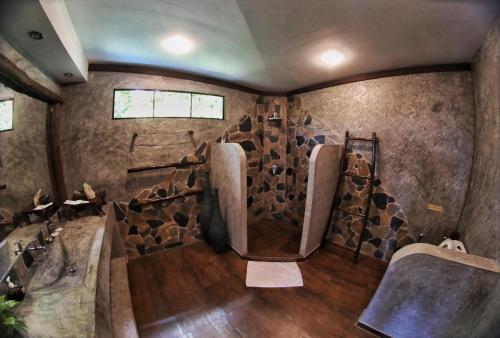 a room with a bunch of wood in it at Koh Tao Heights Pool Villas in Koh Tao