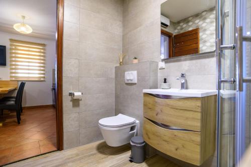 a bathroom with a toilet and a sink at Apartmani Petra i Tea in Krapina