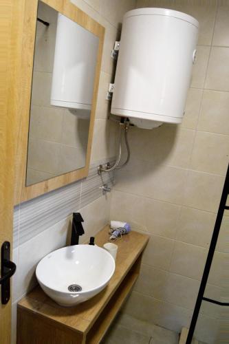 a bathroom with a sink and a mirror at Apartment Mateja in Mokra Gora