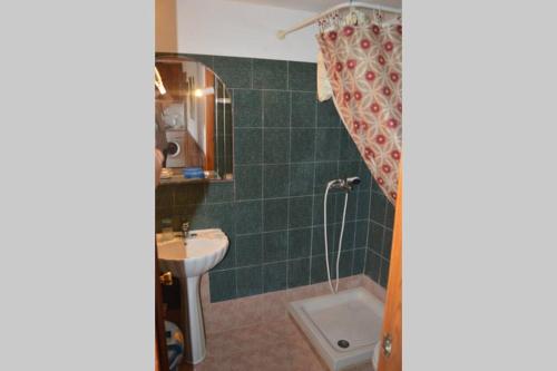 a bathroom with a sink and a shower at Apartment in Afiartis I in Karpathos