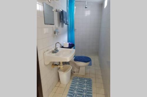 een badkamer met een wastafel en een toilet bij Casa completa en pleno centro de Ciudad Valles in Ciudad Valles