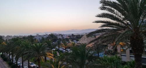 a view of a city with palm trees and buildings at Puerto Fino Apartamentos in Almerimar