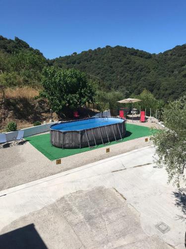 an overhead view of a swimming pool in a park at B&B Gàttina in Naso