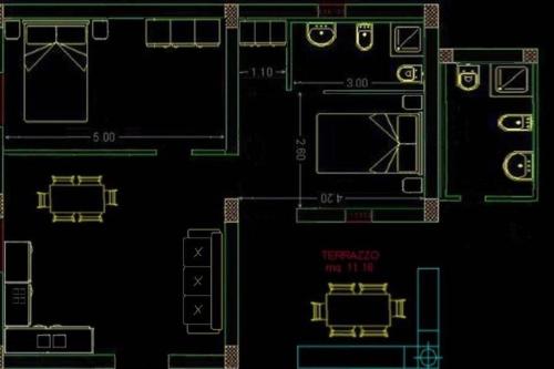 a floor plan of a room in a video game at La casa blu deluxe in Lipari