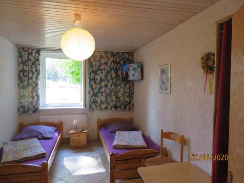 Posezení v ubytování Hostel Waldhaus Am Ferienpark Mirow -Zimmer DU WC