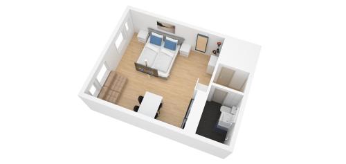 a rendering of a floor plan of aominium at ARISER - Zug City View 1 Business Apartment in Zug