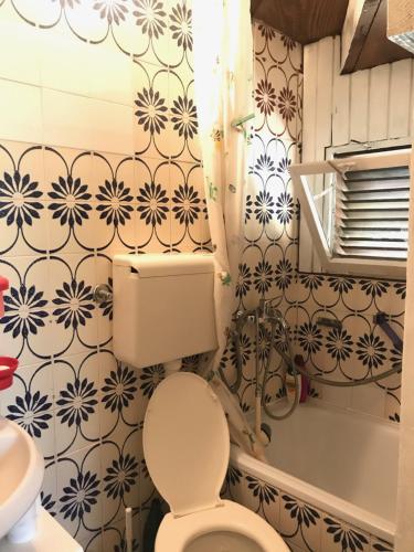 a bathroom with a toilet and a sink and a tub at Hondo Holiday Home in Rakovica