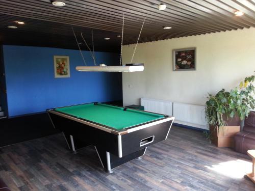 a pool table in a room with a ceiling at Rojupe in Roja
