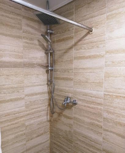 a shower with a shower head on a wall at Casa Marronne in Costinesti