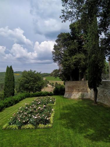 a garden with a bunch of flowers in the grass at Tenuta CastelGiocondo in Montalcino