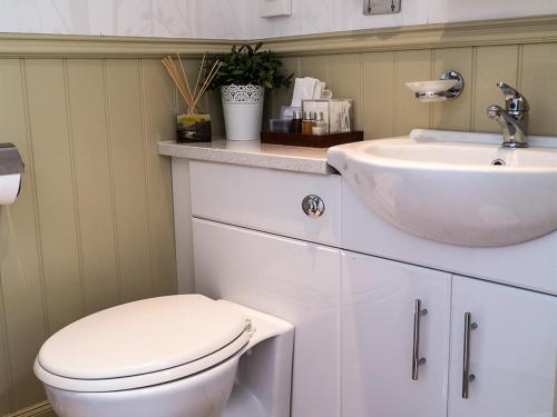 a bathroom with a toilet and a sink at The Golf Tavern in Haddington