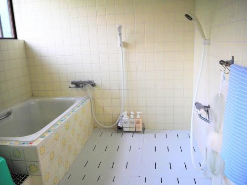 a bathroom with a tub and a shower stall at Guesthouse Tao in Tanabe
