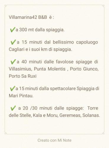 a screenshot of a cell phone with a list of commands at B&B Villamarina42 in Flumini di Quartu
