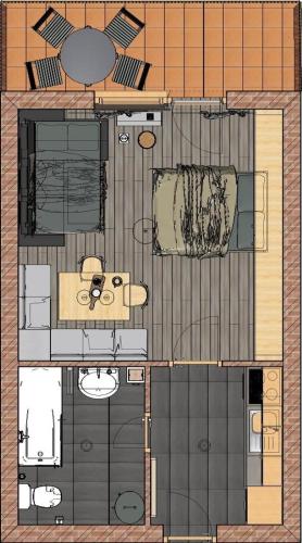 a drawing of a floor plan of a house at Korlape Apartman 4.2 in Wolfsberg
