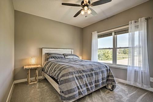 A bed or beds in a room at Luxury Cannon Lake Home with Private Pool and Views