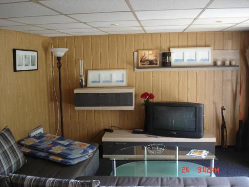 a living room with a tv and a couch at Ferienhaus Süplingen in Süplingen